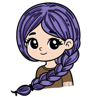 a girl with one long braid