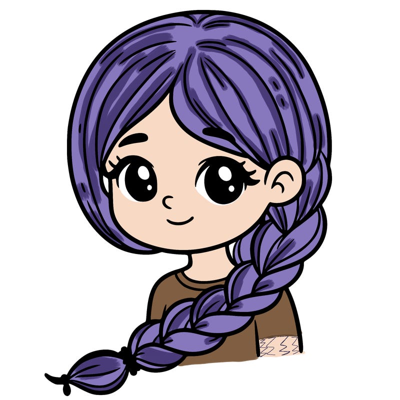 a girl with one long braid