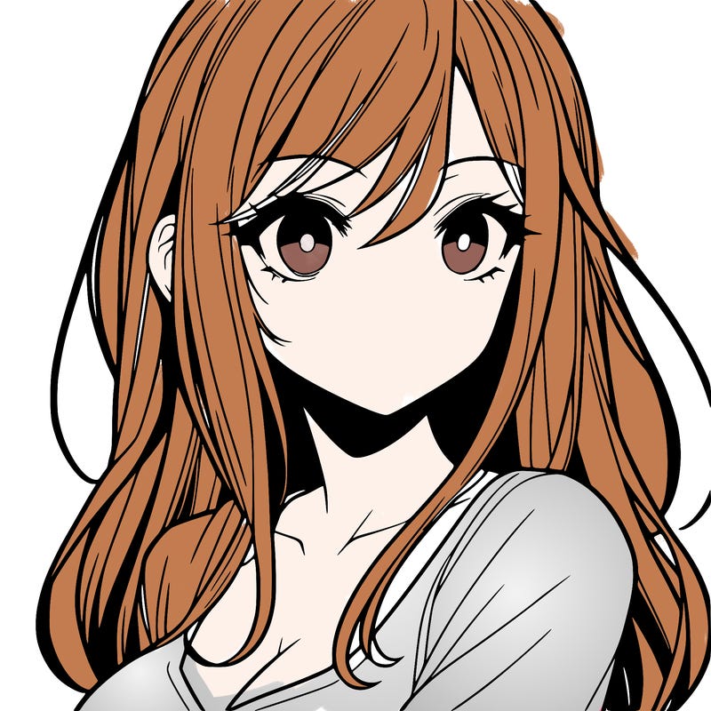 manga girl with long hair and big lips