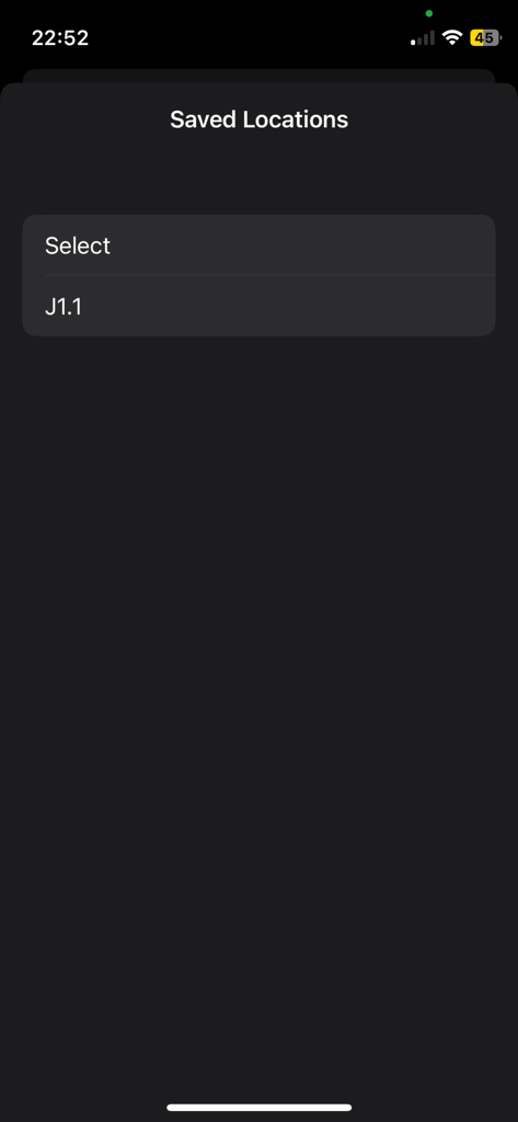 LogiScan - LogiScan 앱에서 저장된 재고 위치를 보여주는 인터페이스
