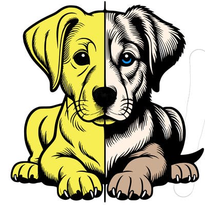 realistic dog split picture