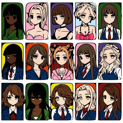 girls that look diffrent anime