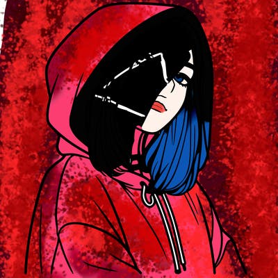 a realistic girl in a hoodie