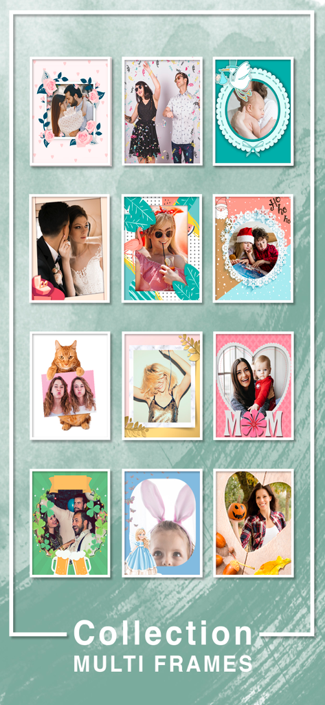 Multi photo frames editor app - A collection of themed digital photo frames for various life events and holidays