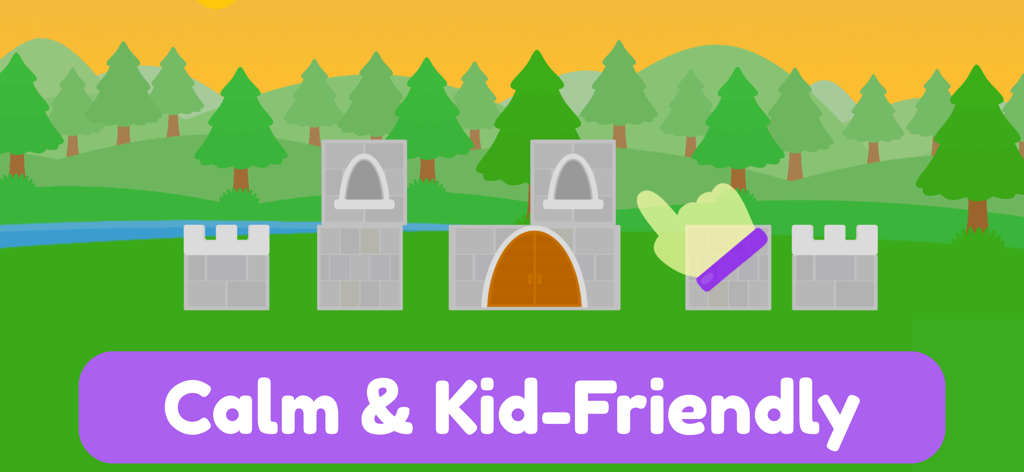 Baby Abbie: Toddler Games 2+ - Toddler building a stone castle in a calm and kid friendly educational app