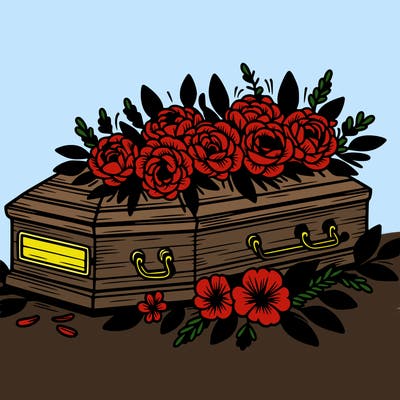 flowers on coffin