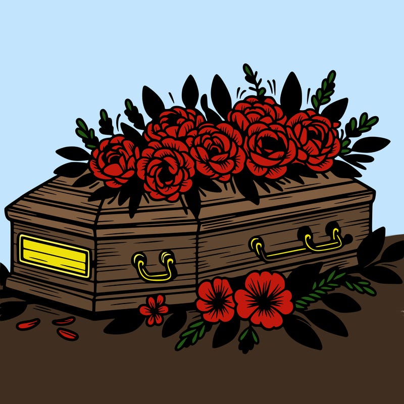 flowers on coffin