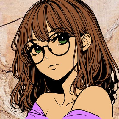 manga woman character with glasses and nice lips