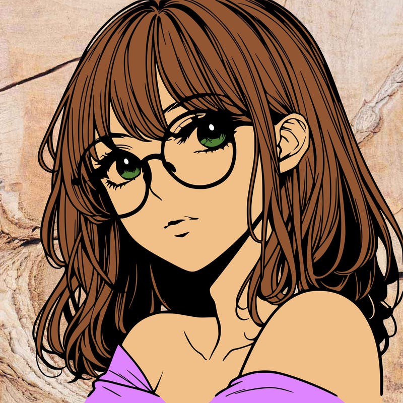 manga woman character with glasses and nice lips