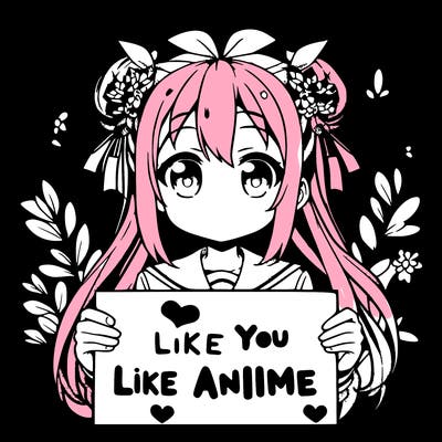 anime girl holding a sign saying like if you like anime