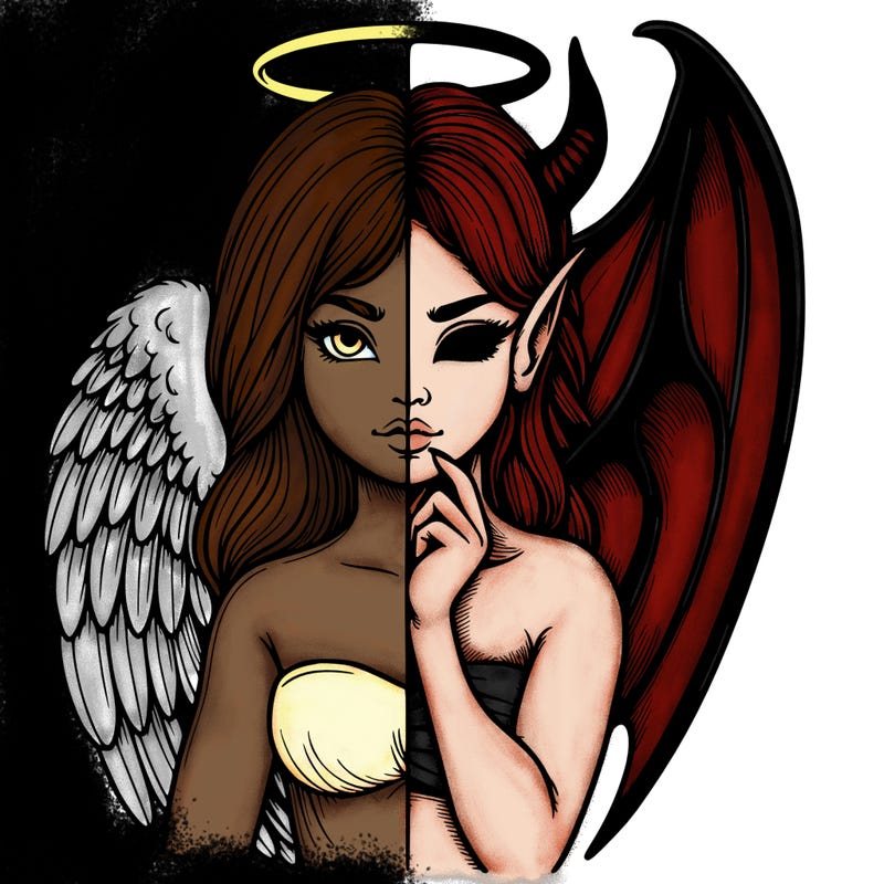 realistic angel half demon