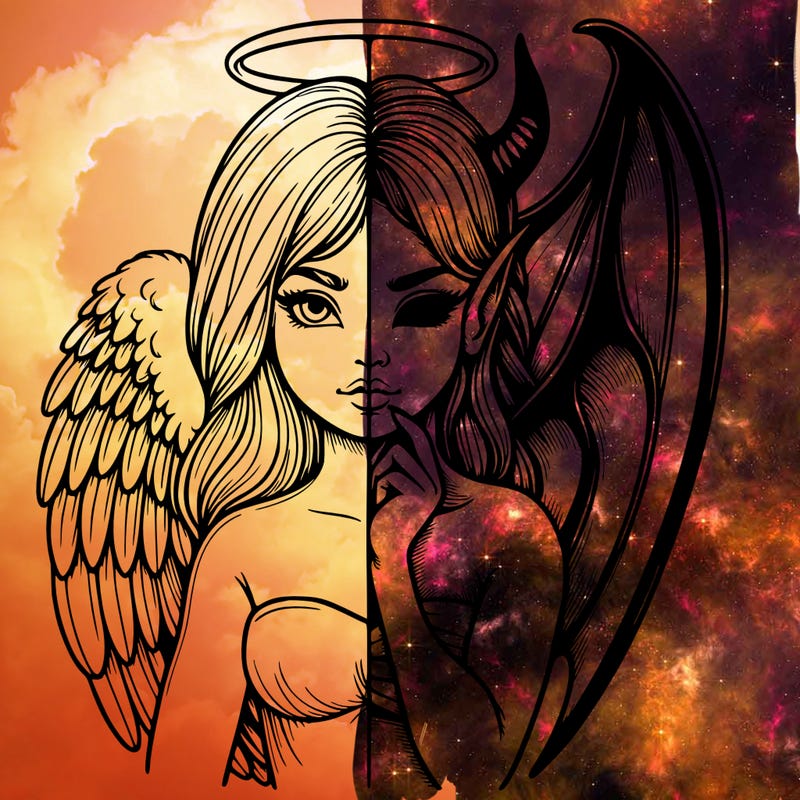 realistic angel half demon