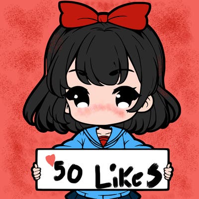 cute anime girl holding a sign