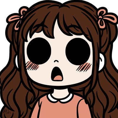 a girl whith a shocked expression no eyes