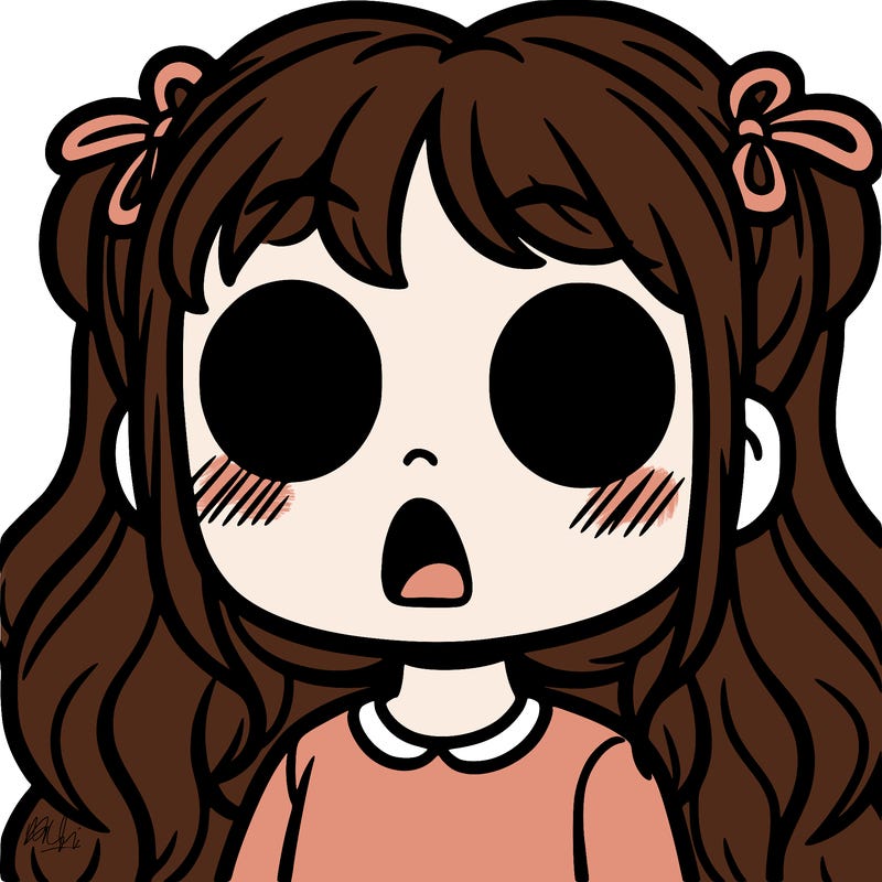 a girl whith a shocked expression no eyes