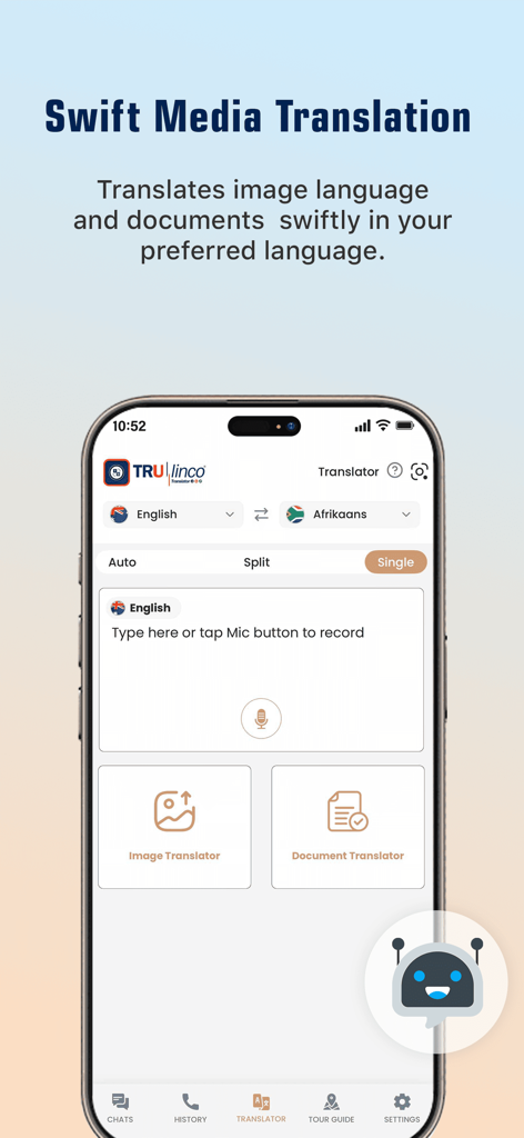 Trulinco: AI Voice Translator - Trulinco app image and document translation interface