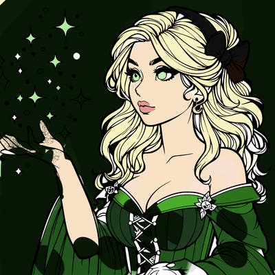 realistic women sorcerer using magic