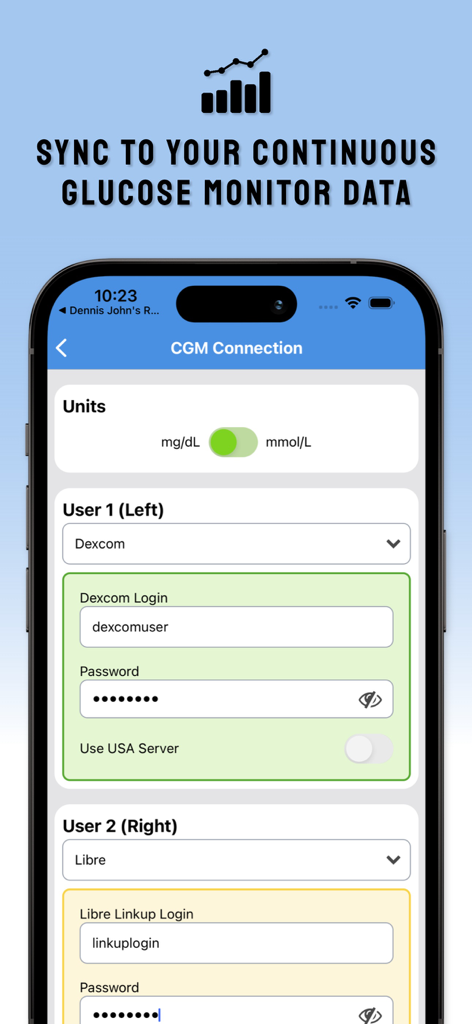 SugarPixel Hub - SugarPixel Hub app CGM connection interface for syncing Dexcom and Libre glucose monitor data