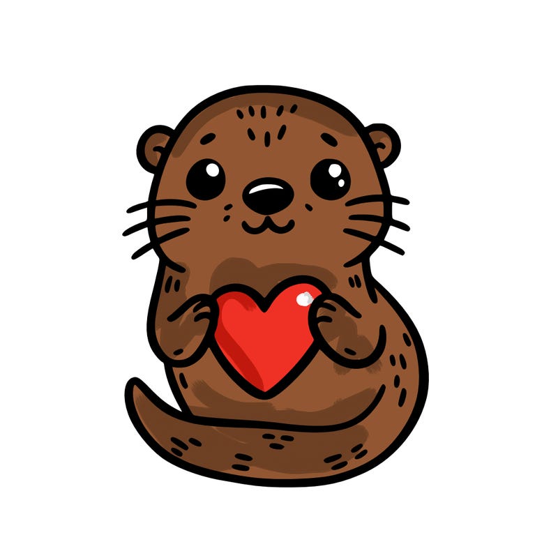 otter with a heart