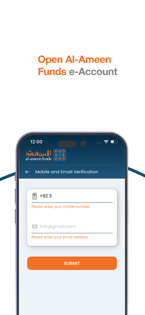 Al Ameen Funds mobile and email verification for digital account opening