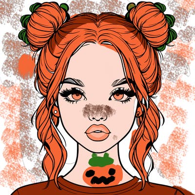 realistic girl with two buns in hair and lips