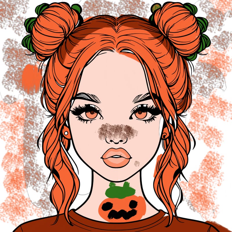 realistic girl with two buns in hair and lips