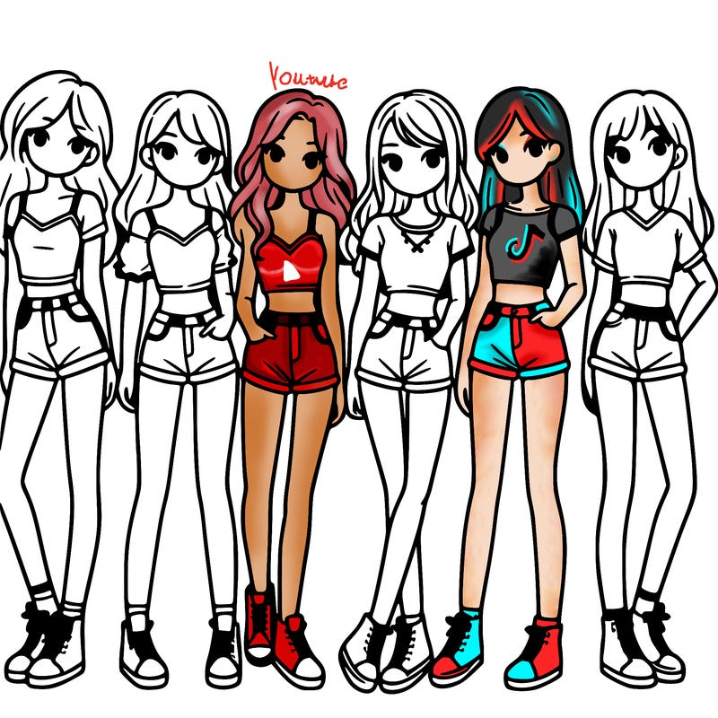 a group of girls wearing crop tops and shorts