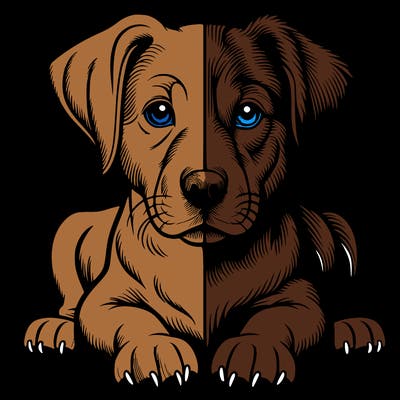 realistic dog split picture