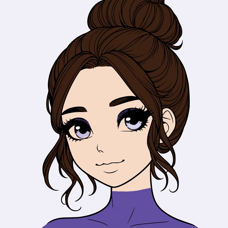 realistic pretty girl with hair in bun