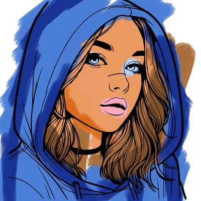 realistic girl with hood on