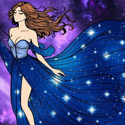 realistic woman in dress flowing the the wind