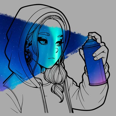 a realistic girl, spray painting