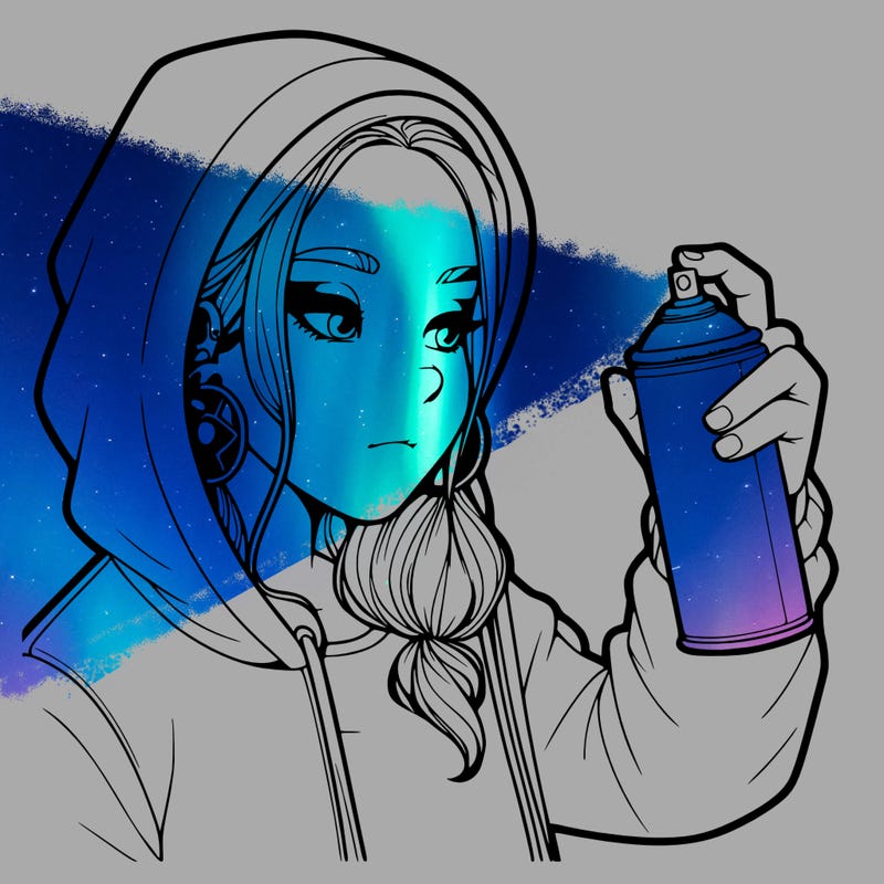 a realistic girl, spray painting