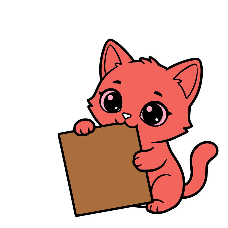 a small cat with a blank sheet of paper in its hand. the cat is sooooooo cute!