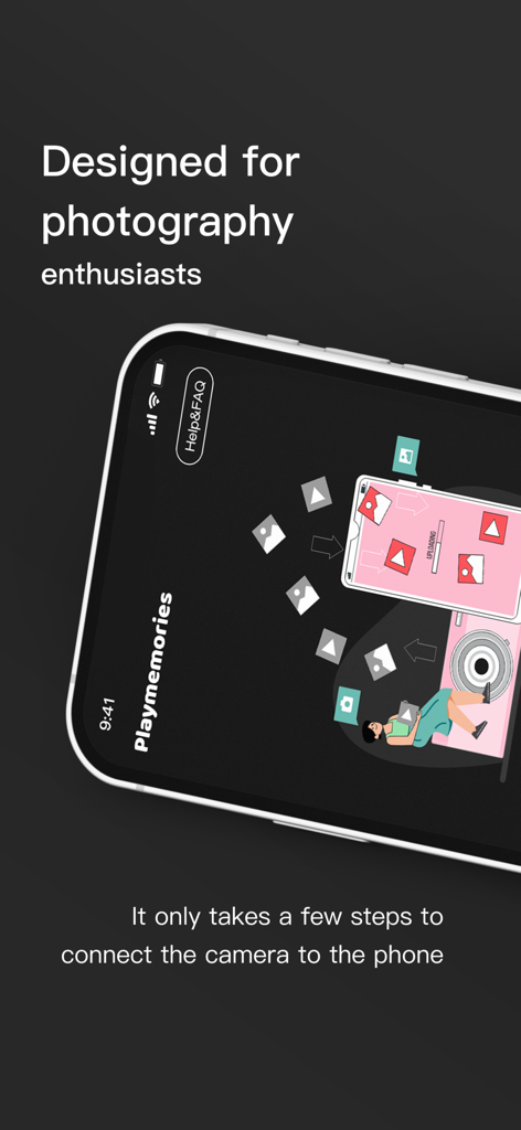 PlayMemories Mobile Connect app interface showing camera to smartphone connection for photography enthusiasts