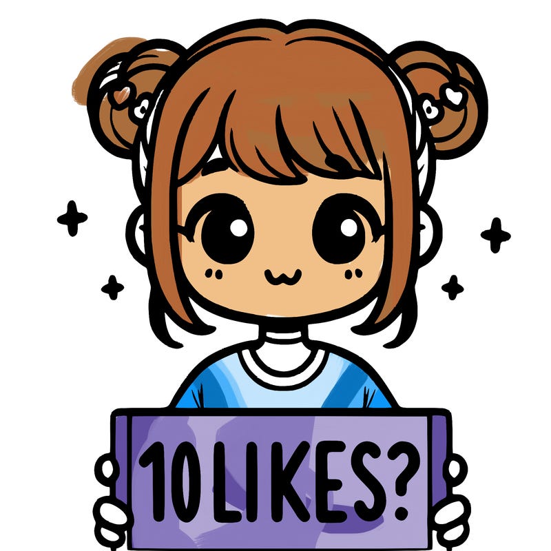 cute girl that is holding a sign that says 10 likes?