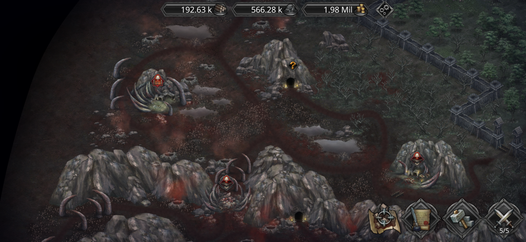 Champions of Avan - Idle RPG - Mapa do mundo de fantasia sombria em Champions of Avan mostrando recursos e locais