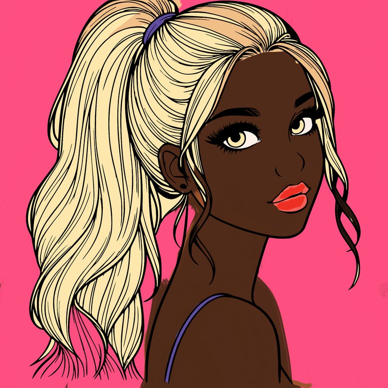 realistic pretty girl with high pony tail