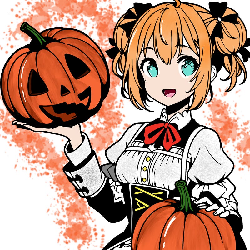 anime girl with pumpkin