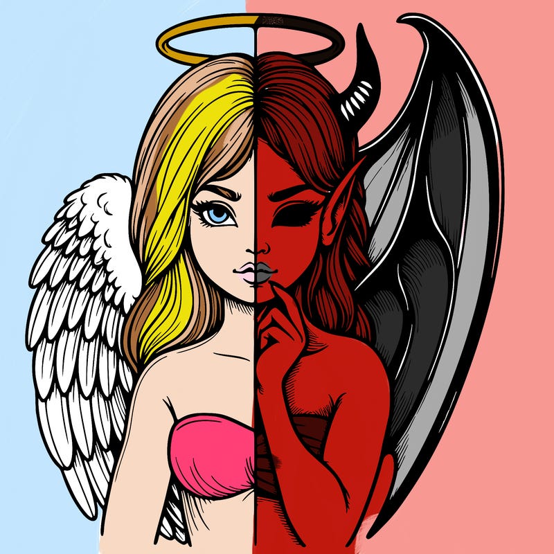 realistic angel half demon