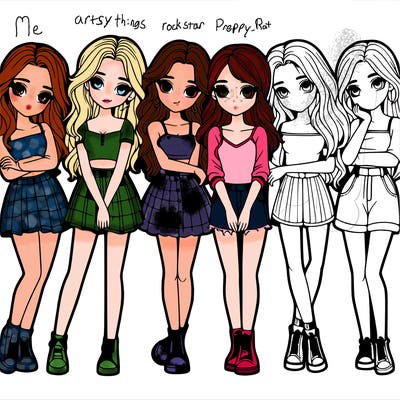 a group of girls realistic