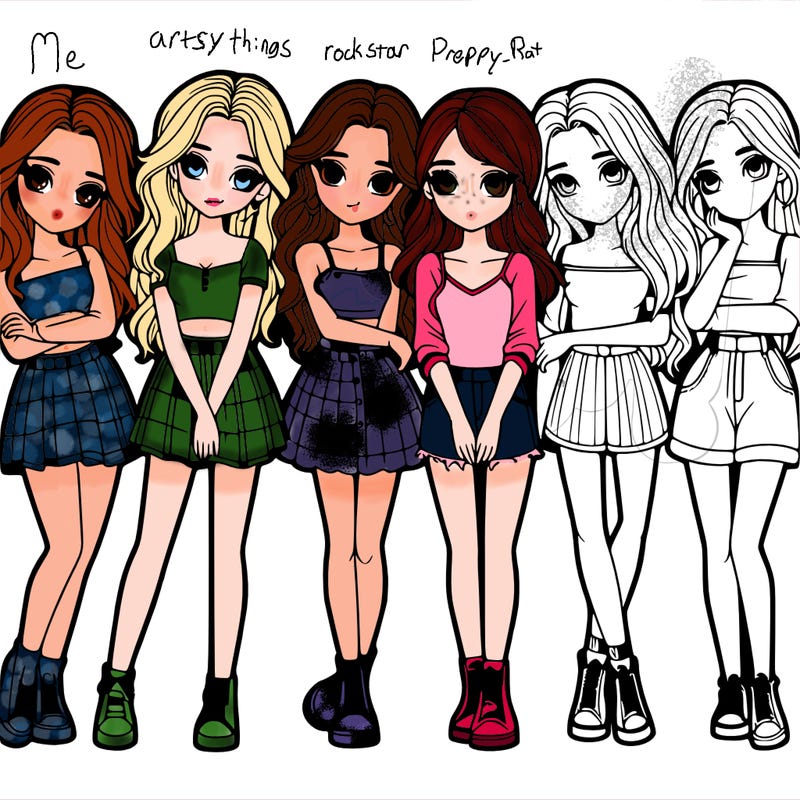 a group of girls realistic