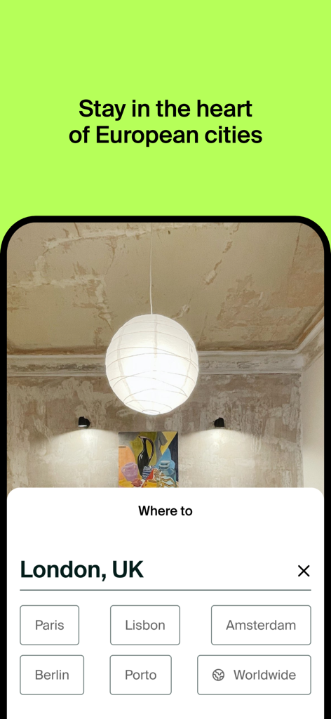 Ciao - Sublet Community - Pantalla de búsqueda de Ciao para subarriendos en las principales ciudades europeas como Londres y París