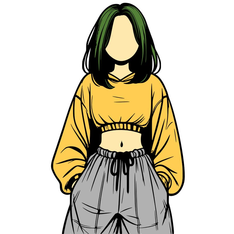 realistic girl faceless with baggy pants and a crop top