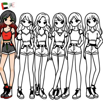 a group of girls wearing crop tops and shorts