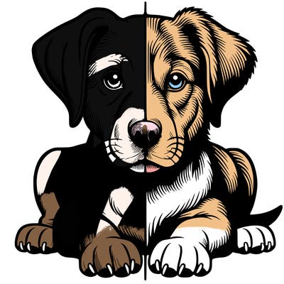 realistic dog split picture