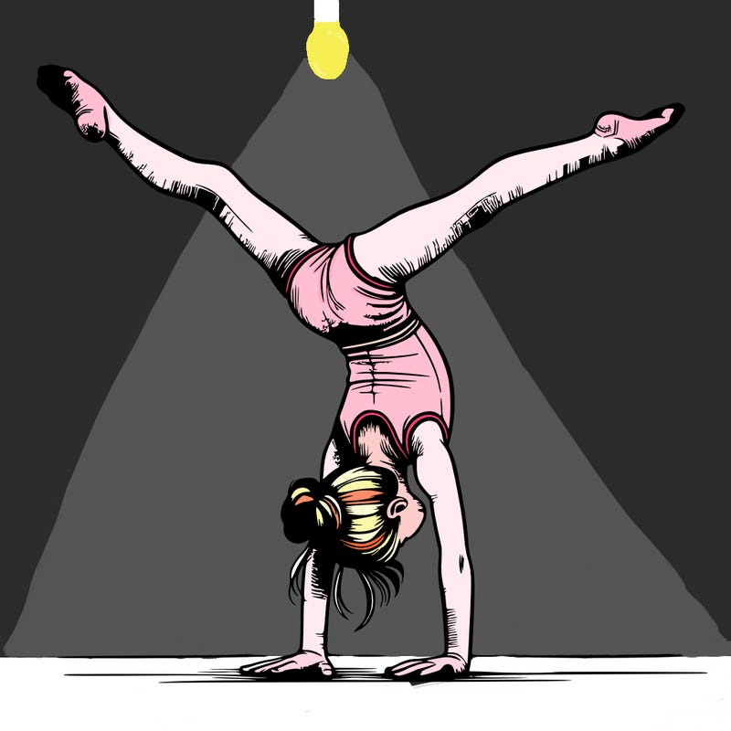 realistic gymnastic hand stand girl in four splits