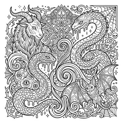 Explore a world of intricate darkness with this Gothic Monsters & Creatures coloring page designed for adults. Featuring detailed illustrations of mythical beasts and ornate patterns, it's perfect for a challenging and creative escape.