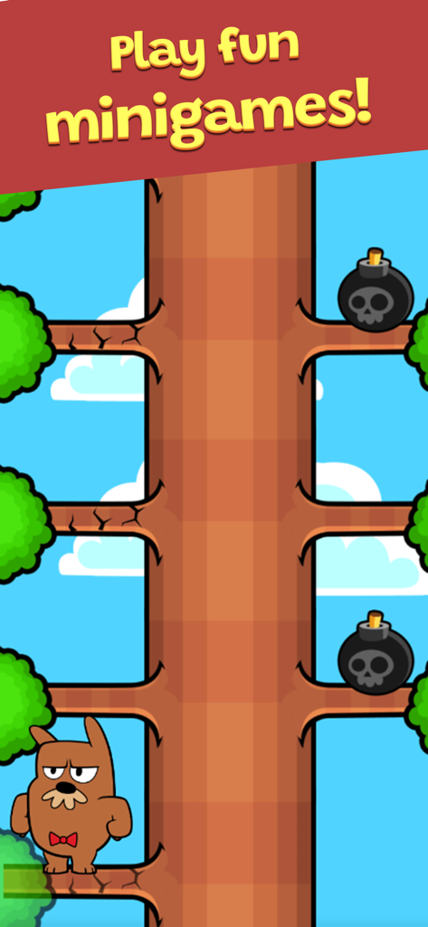 My Grumpy: Pranks & Reactions - Marmot character playing a tree climbing minigame avoiding bombs
