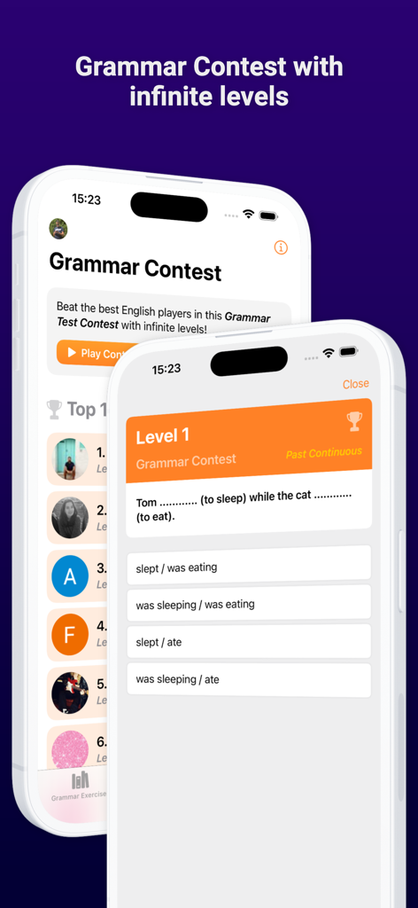 English Grammar Test PRO - Grammar Contest leaderboard and interactive quiz on English Grammar Test PRO app